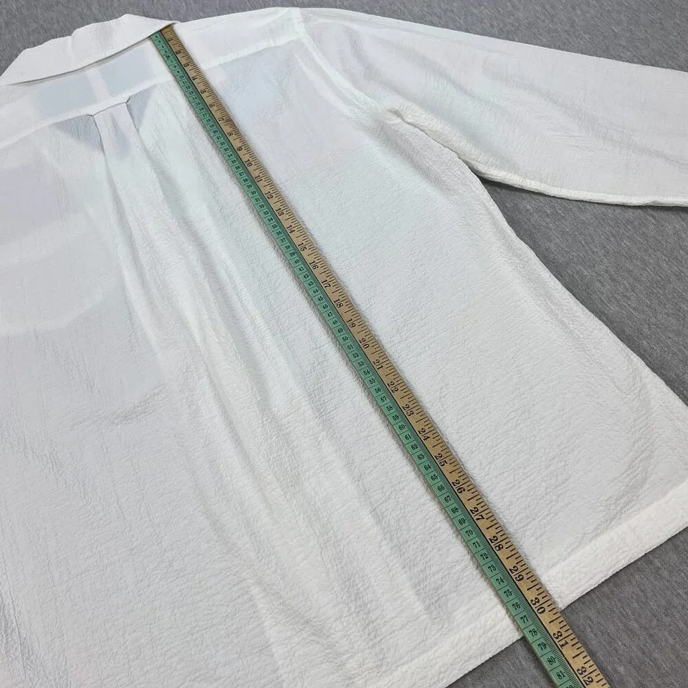 Todd Snyder Portuguese Seersucker Camp Shirt Men L White Loop Collar Long Sleeve - Picture 13 of 15